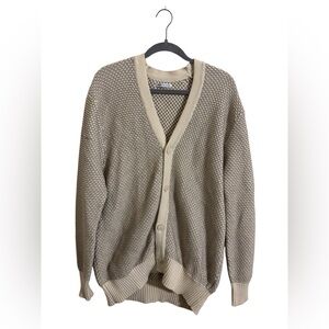 Zara Tan‎ Cream Button Up Cardigan Sweater Men’s XL